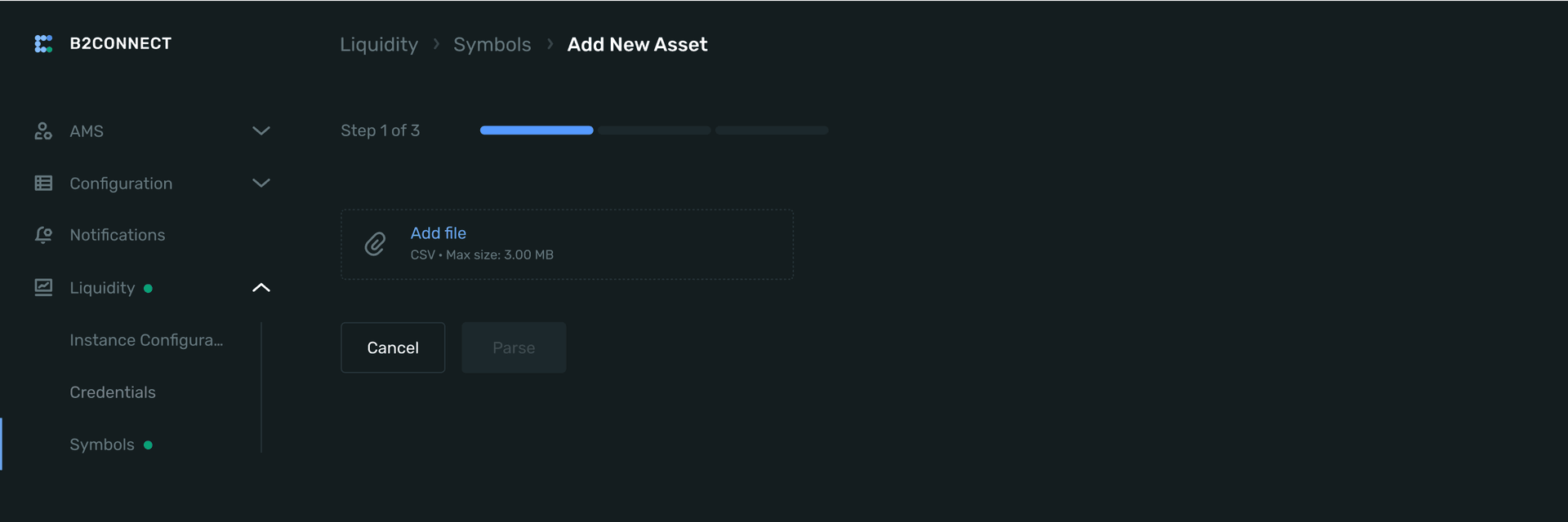 B2CONNECT new asset management interface