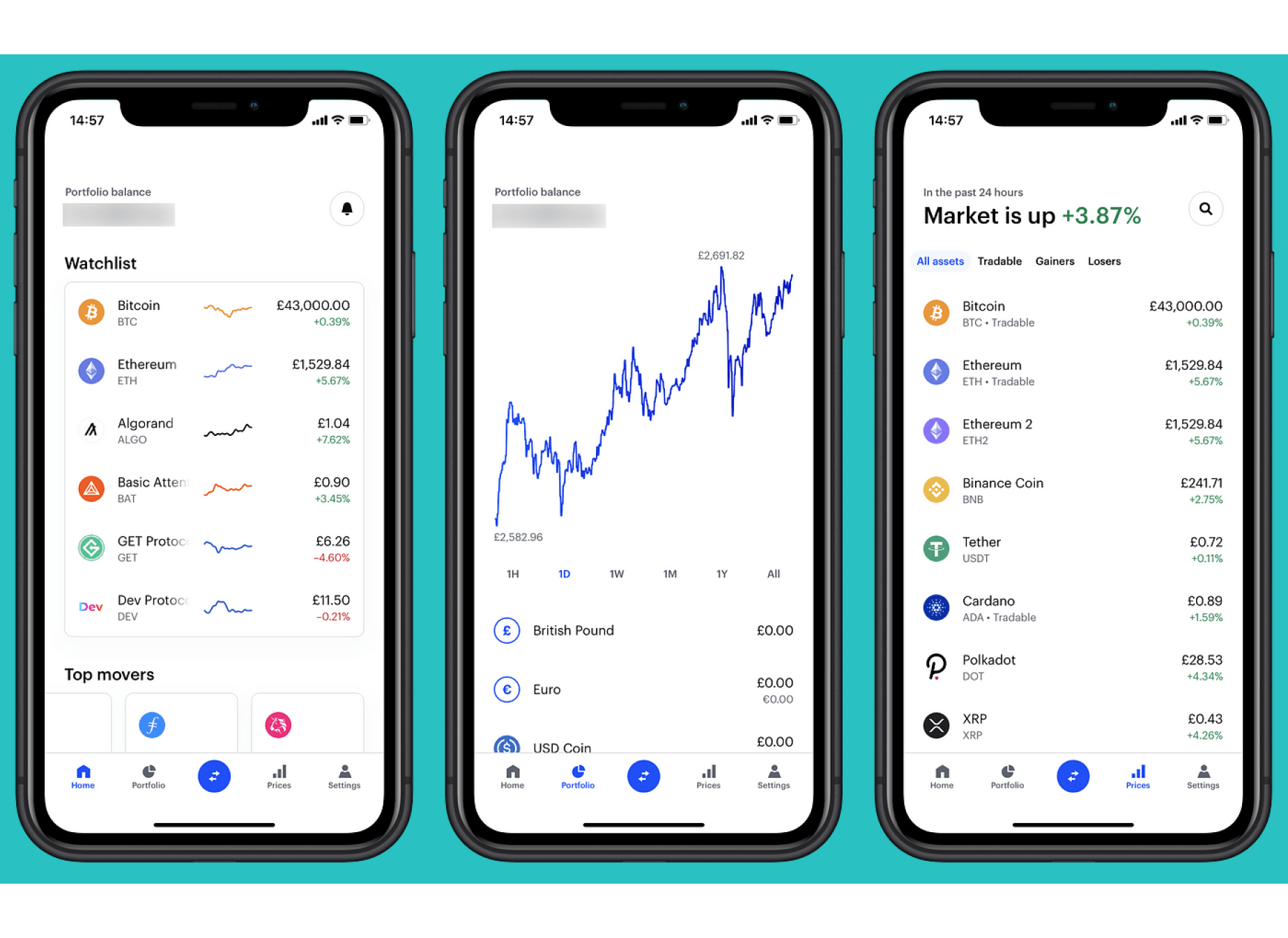 Coinbase app UI