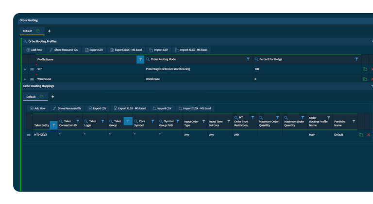 Execution Rules Setup