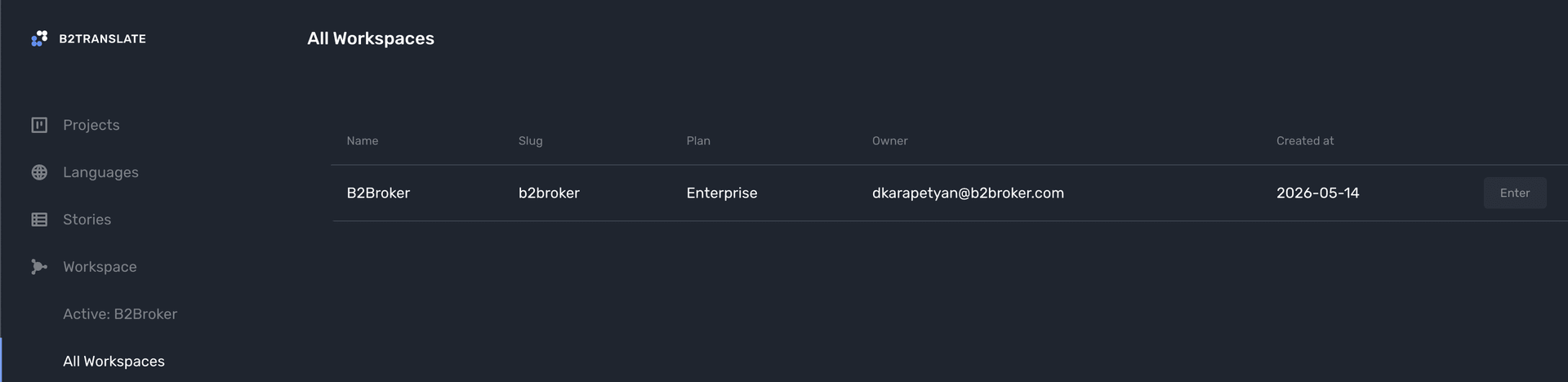 Multi-Tenant Workspaces in B2TRANSLATE