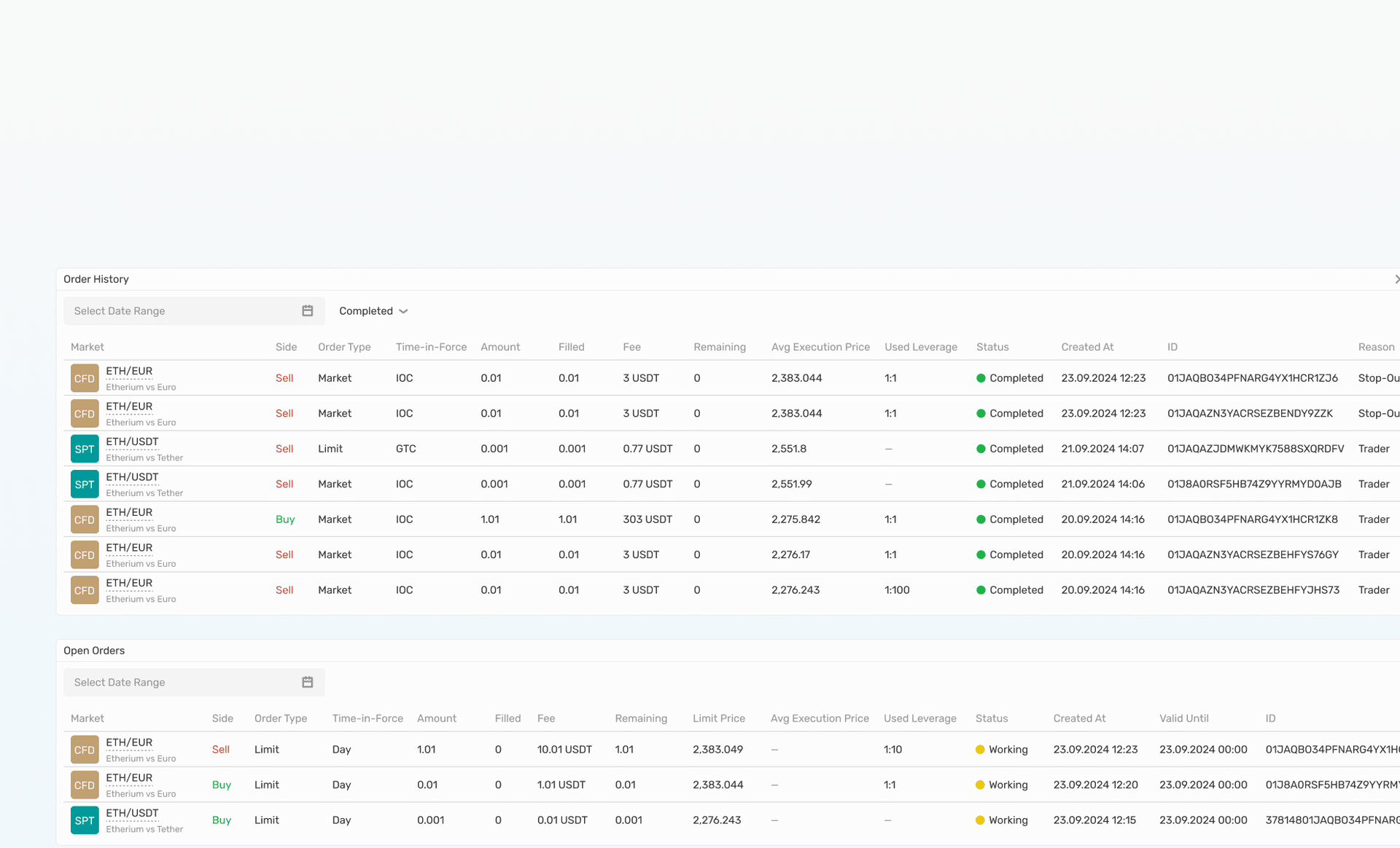 Orders Widget