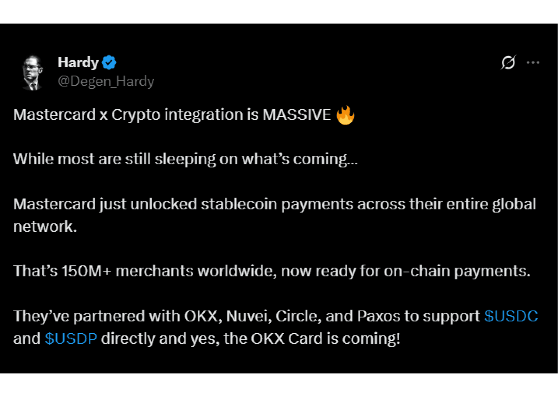 Stablecoin Settlement via mastercard