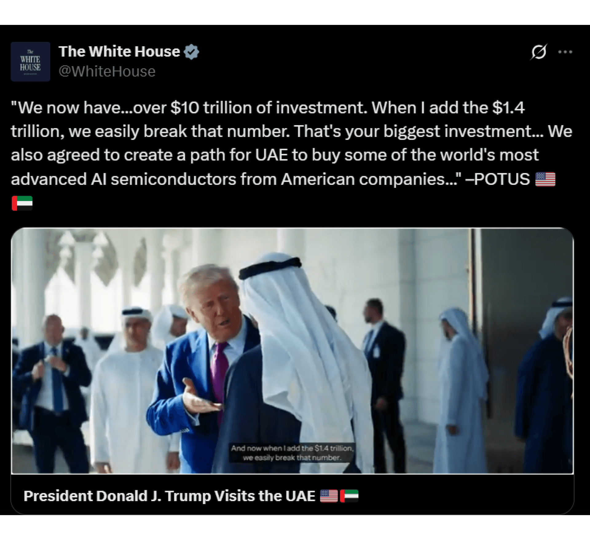White House statement on UAE AI investment