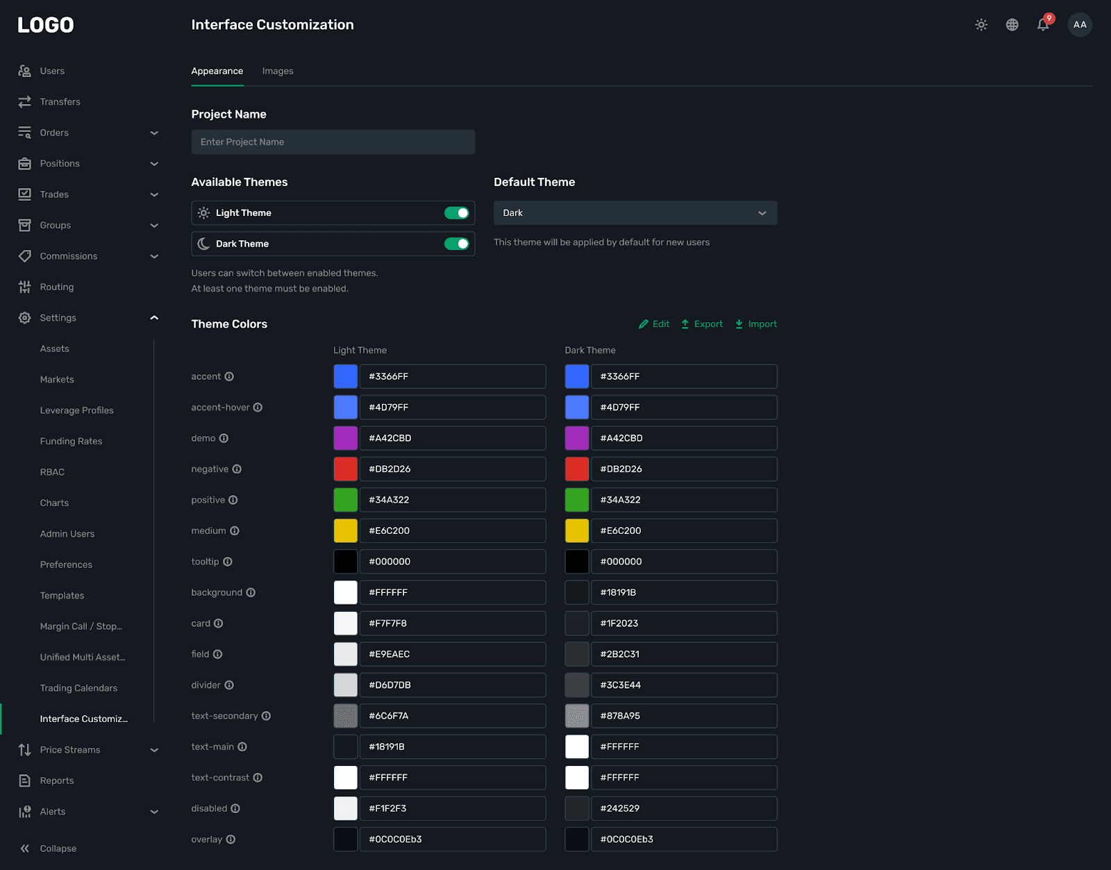 brand customisation for clients in B2TRADER 2.9