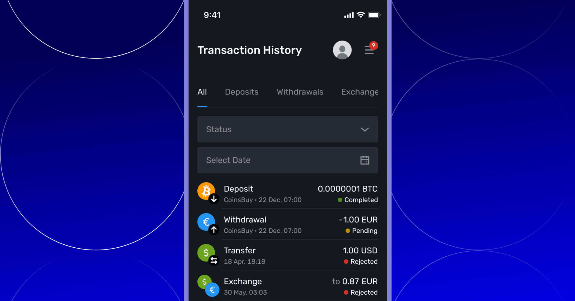 optimized transaction history on mobile