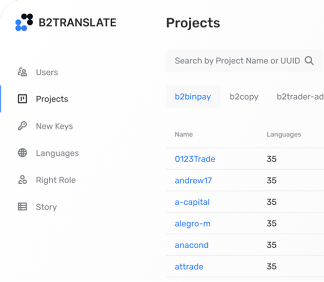 B2TRANSLATE localization interface