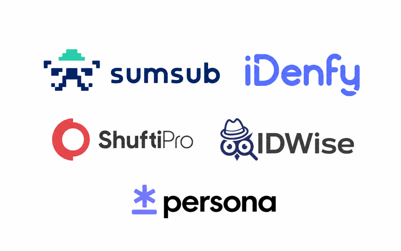 KYC provider logos: Sumsub, iDenfy, ShuftiPro, IDWise and Persona