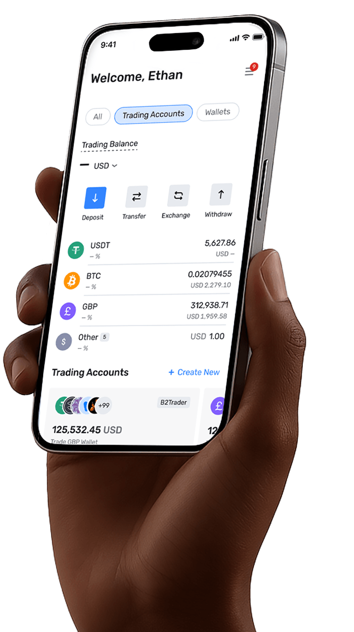 B2CORE mobile app on smartphone