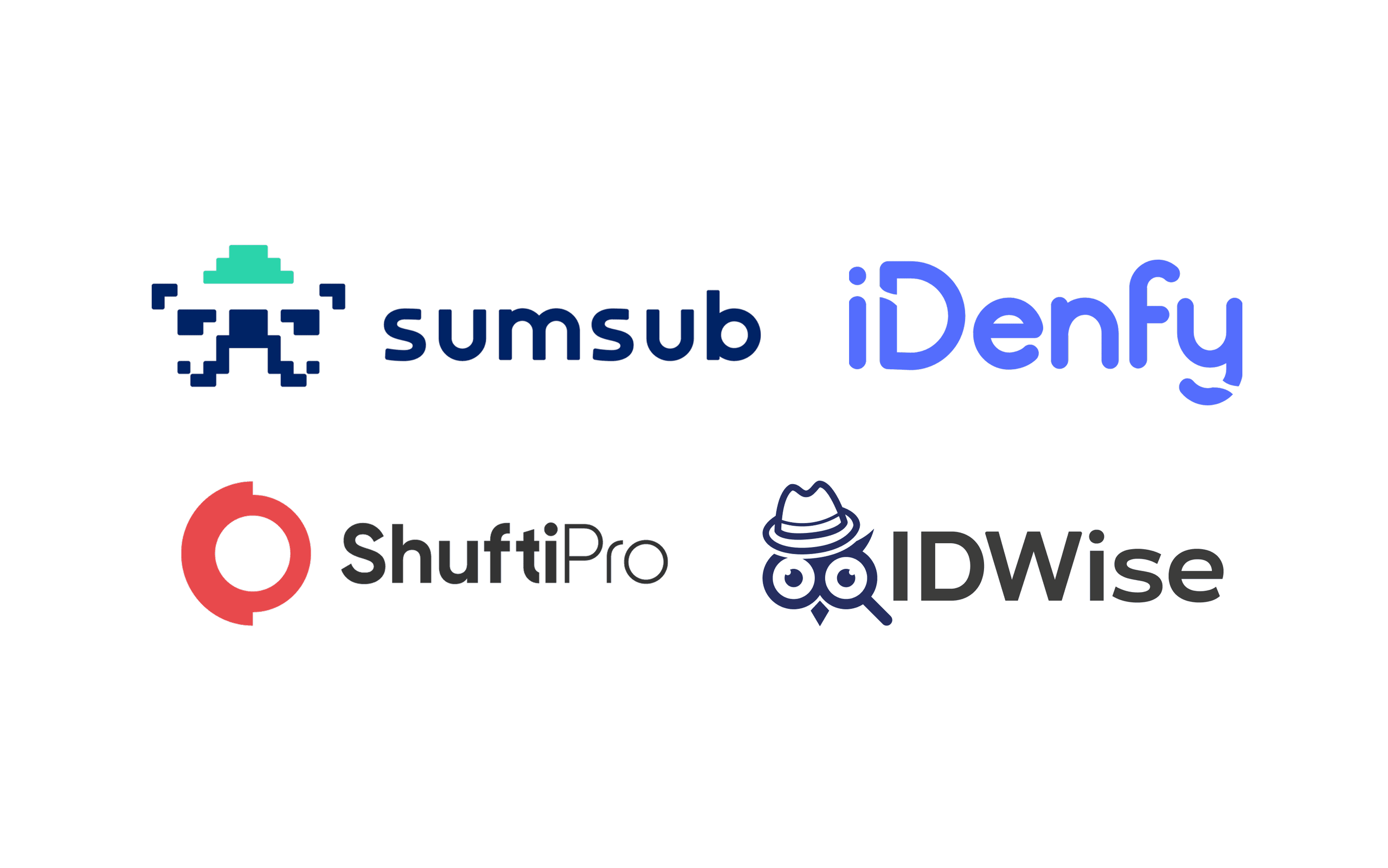 Logos of integrated KYC providers: Sumsub, iDenfy, ShuftiPro and IDWise