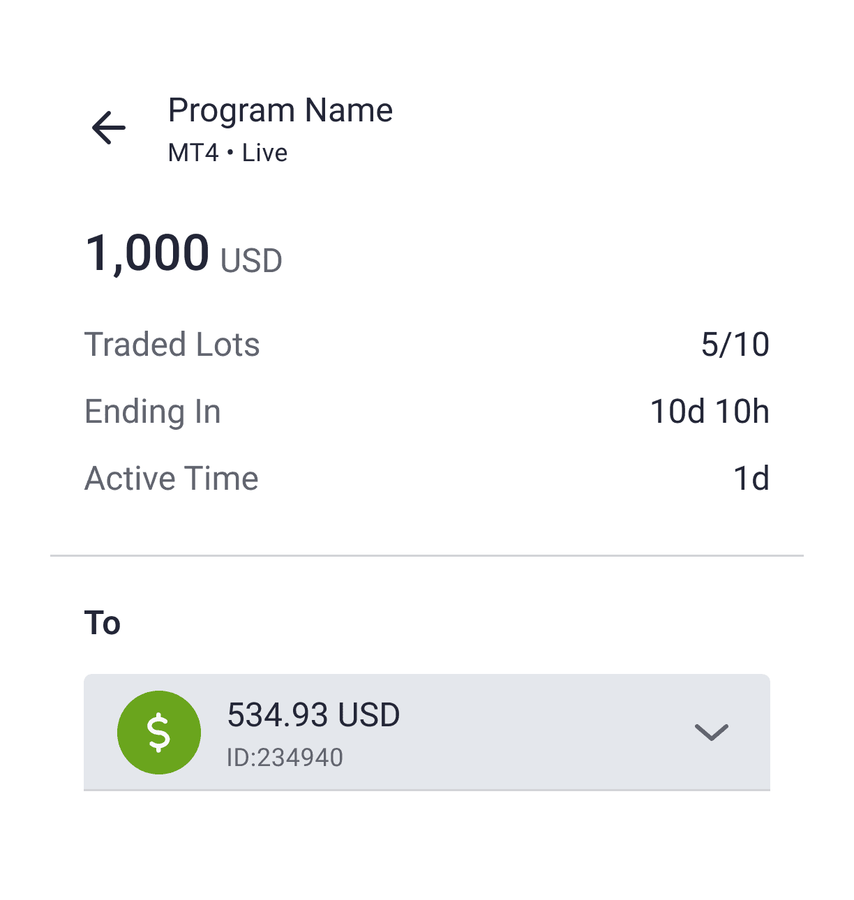 Bonus program with selected destination account