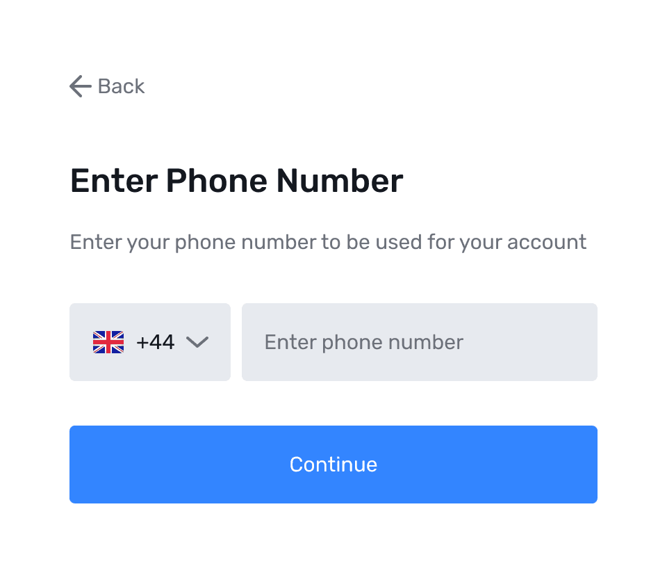Enter phone number step