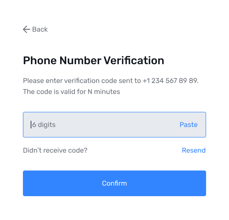 Phone number verification step