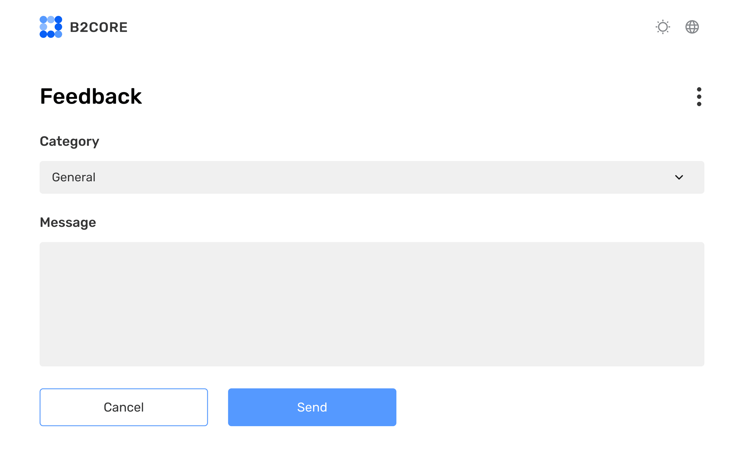 Simple feedback form with category and message fields