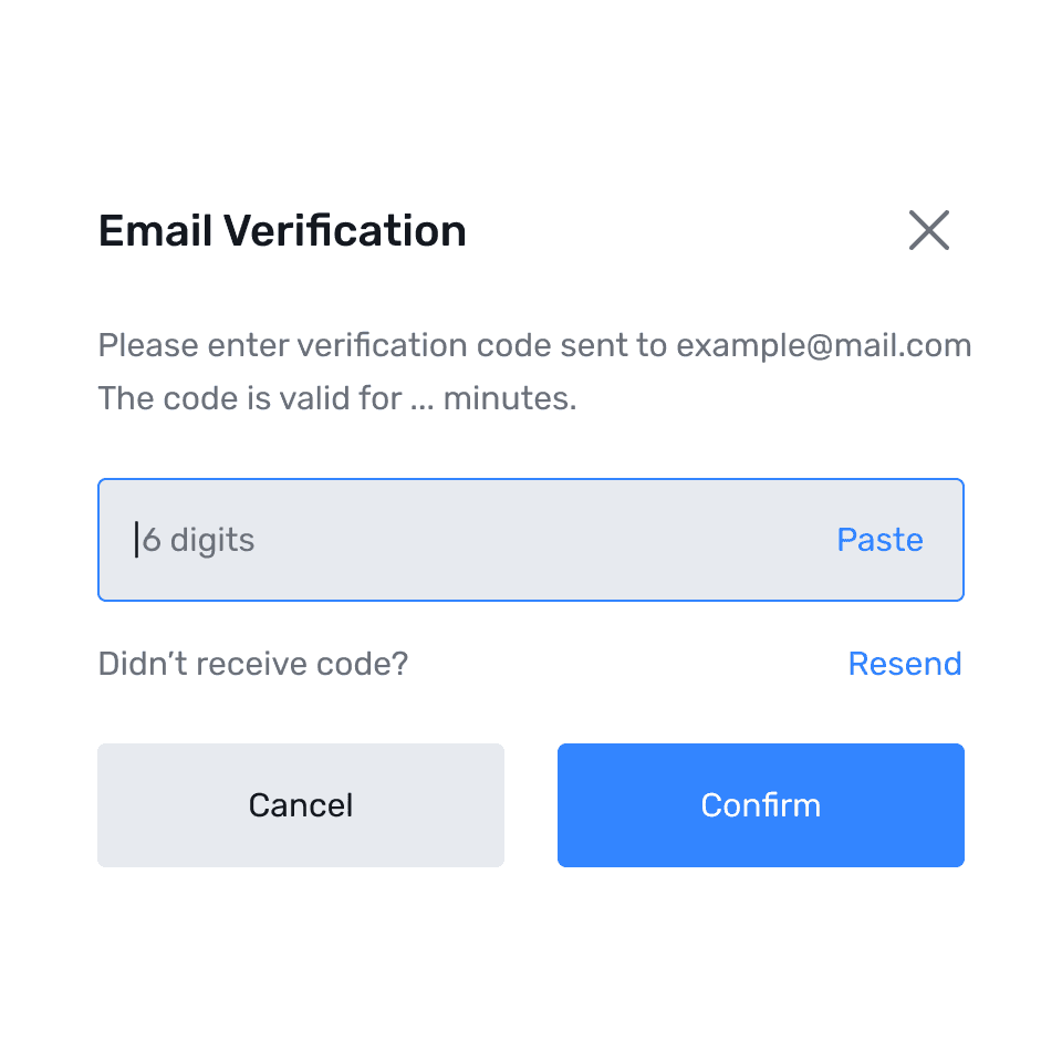 Email verification code entry