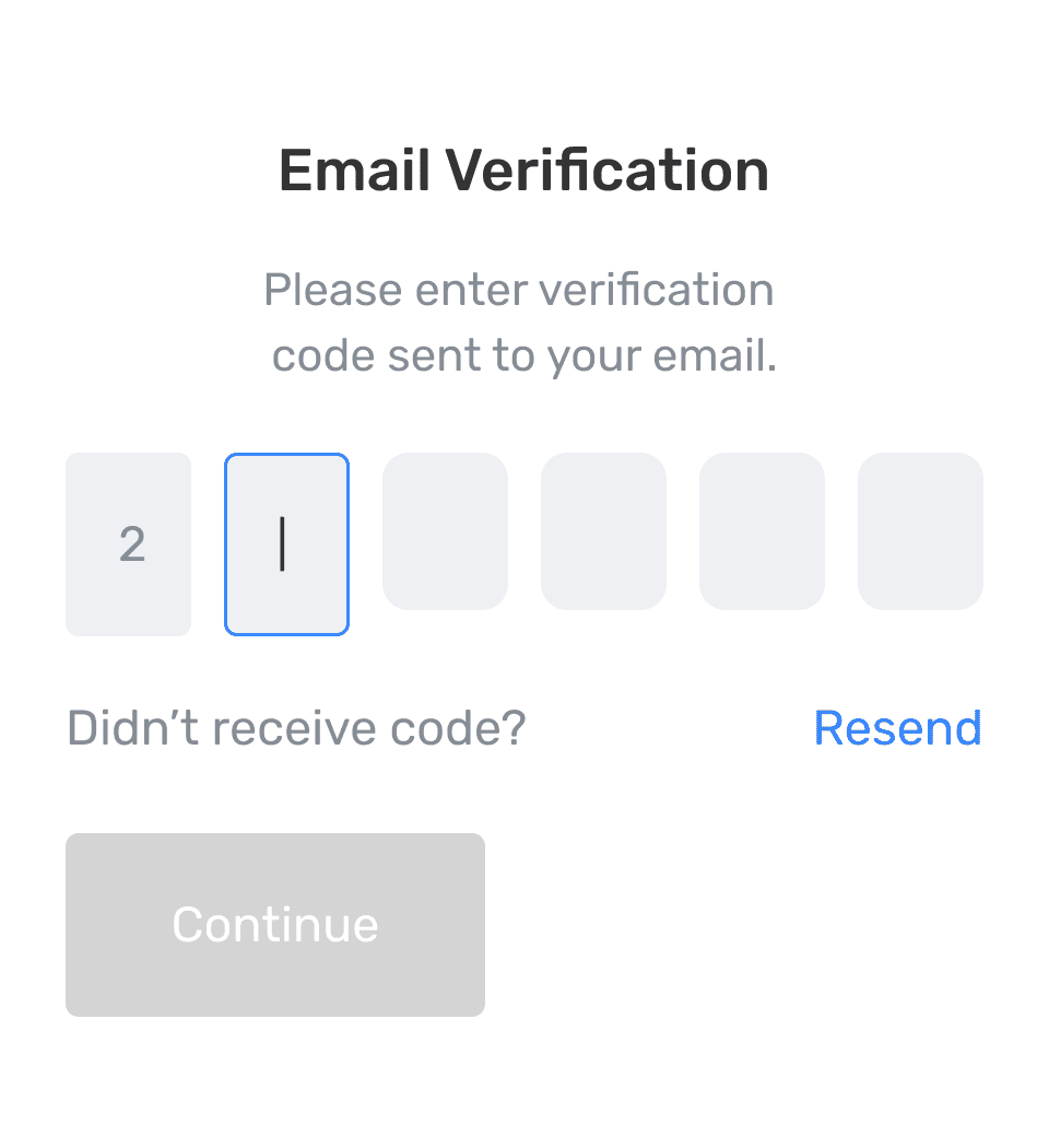 Email verification code entry