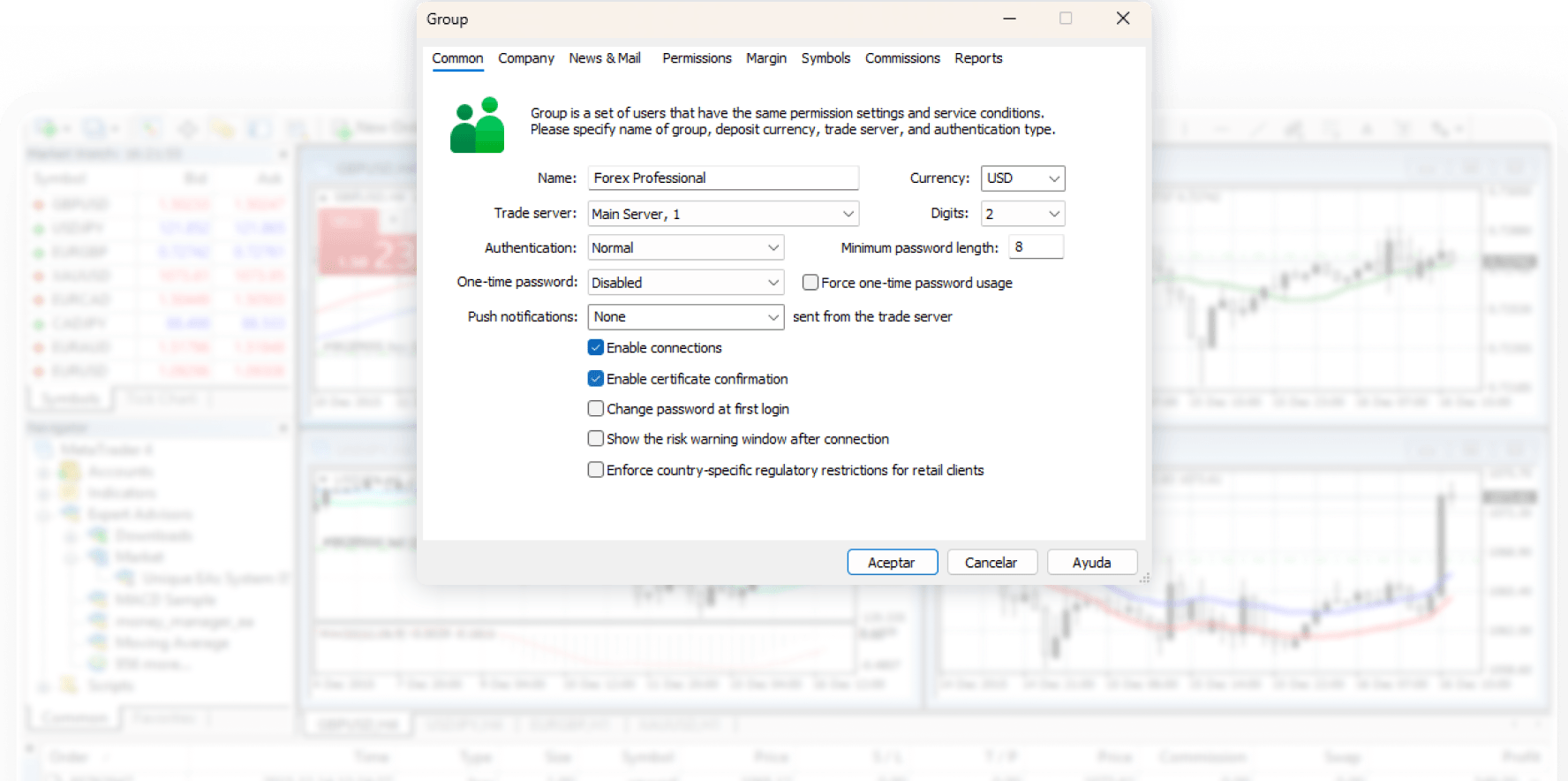 MetaTrader 5 交易商品、使用者與資產配置