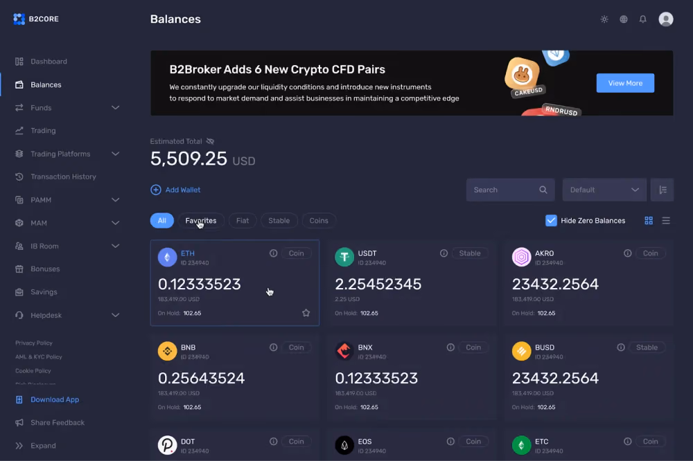 New B2CORE UI