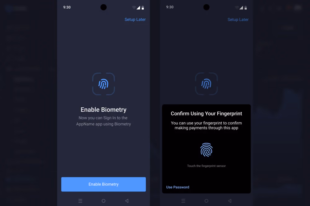 verification process in B2CORE android app