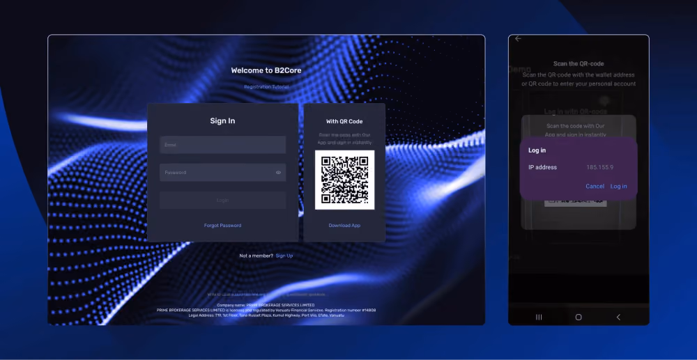 B2CORE android app login