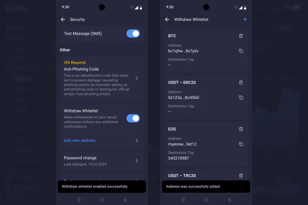 Withdraw whitelist