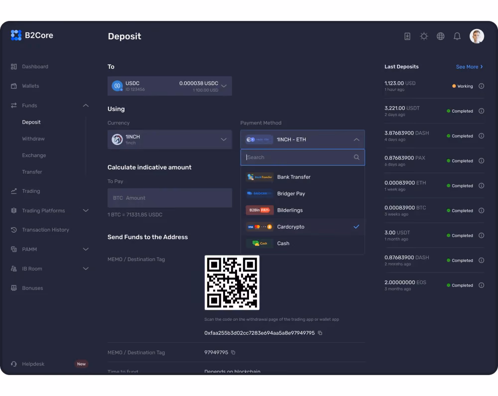 Simplified Deposits and Withdrawals