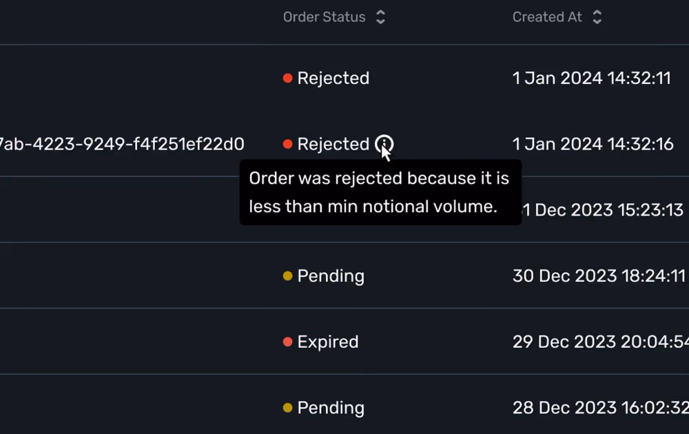 Reject Reasons in Admin