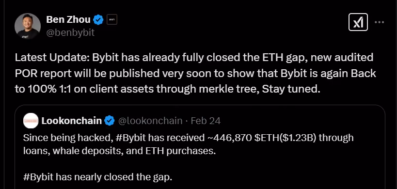 Bybit CEO update on X