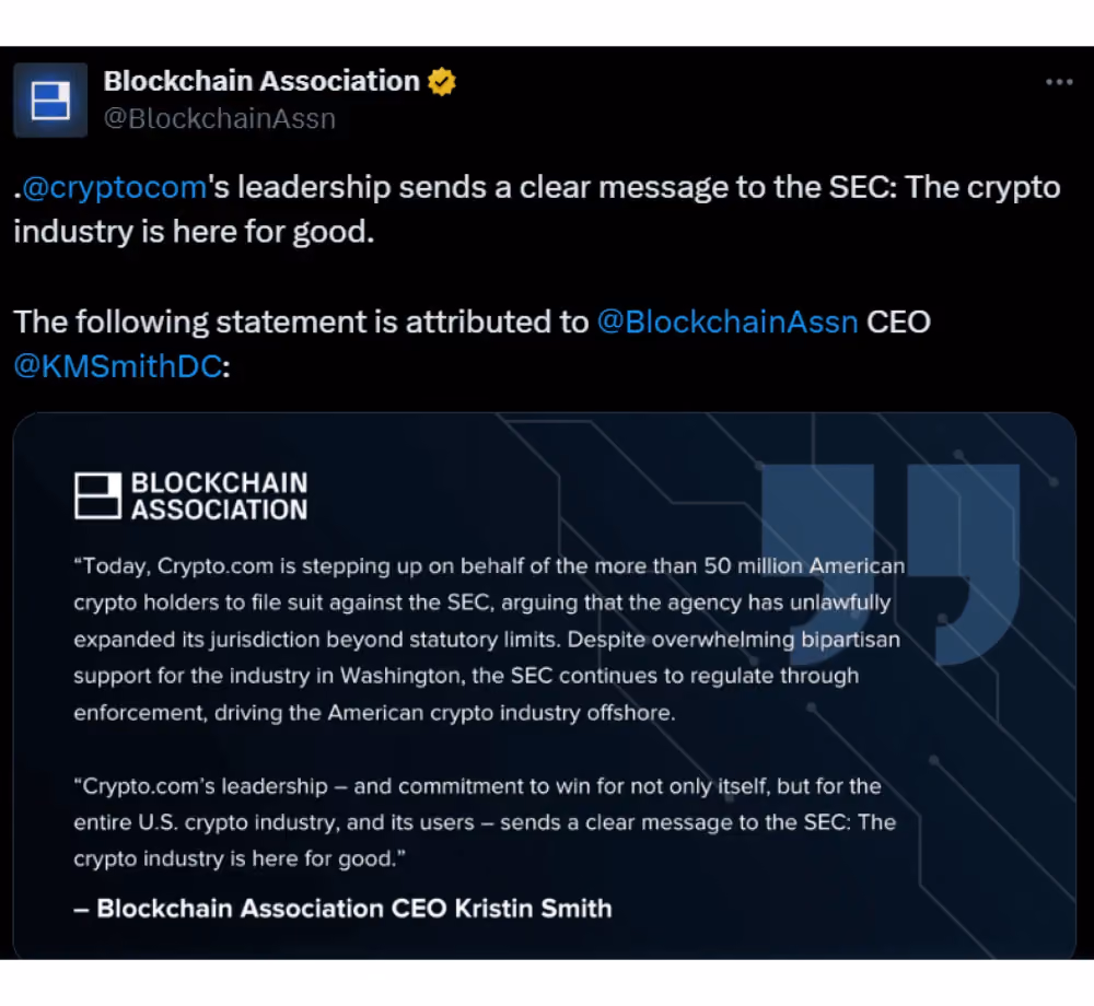 Blockchain association supporting crypto.com