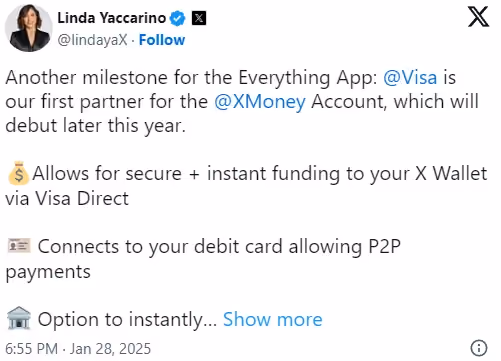 X CEO Linda Yaccarino's comment on the partnership