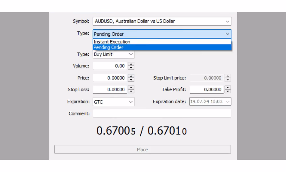order creation in MT5