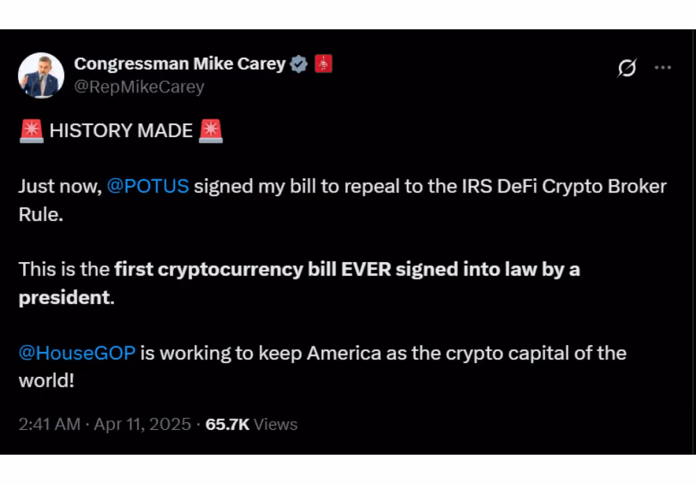 Mike Carey on Trump crypto rule