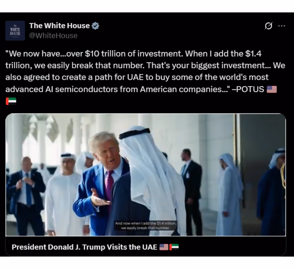 White House statement on UAE AI investment