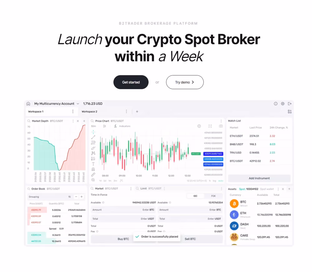 launch a crypto spot Broker within a Week with b2broker